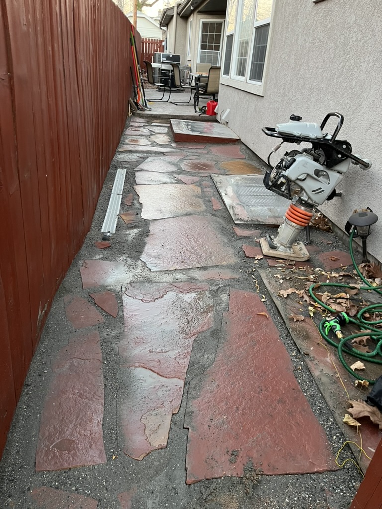 Flagstone walkway and drainage